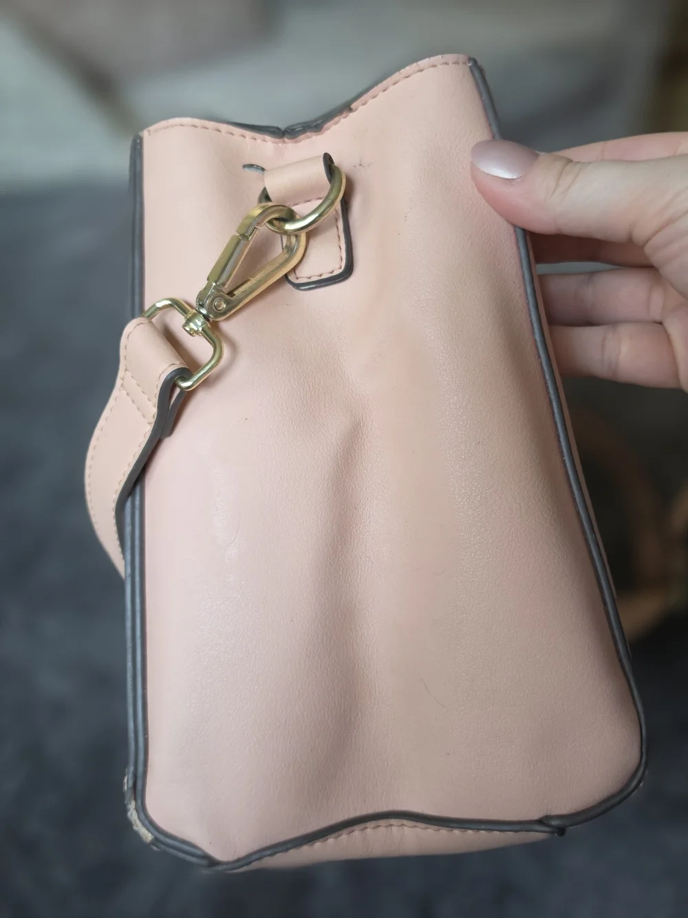 Steve Madden Pale Pink Structured Shoulder Bag with Gold Hardware